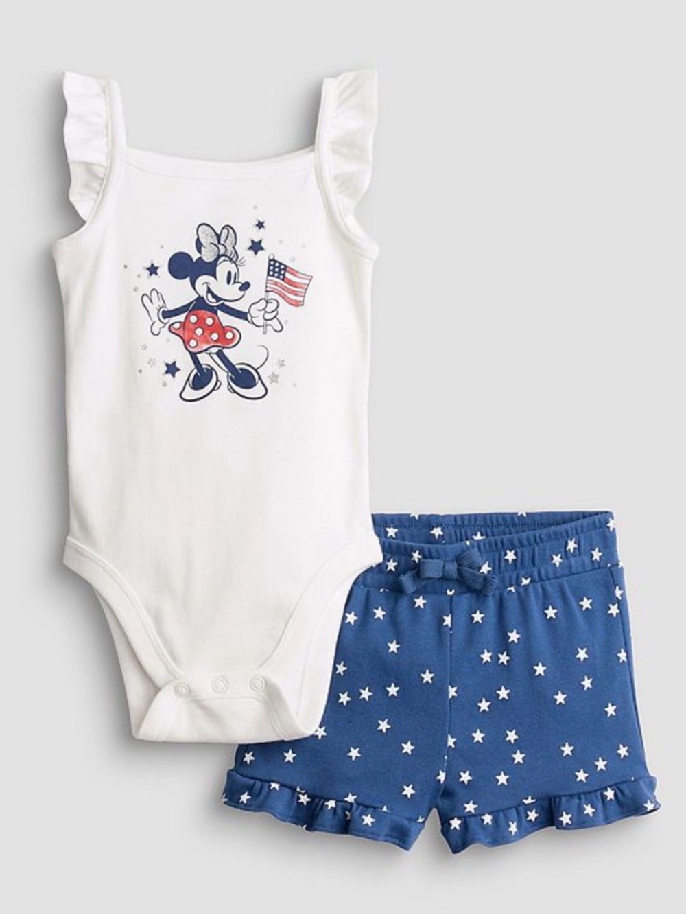 Jumping Beans Baby Girl Disney Minnie Mouse Americana Tank Bodysuit & Shorts Set